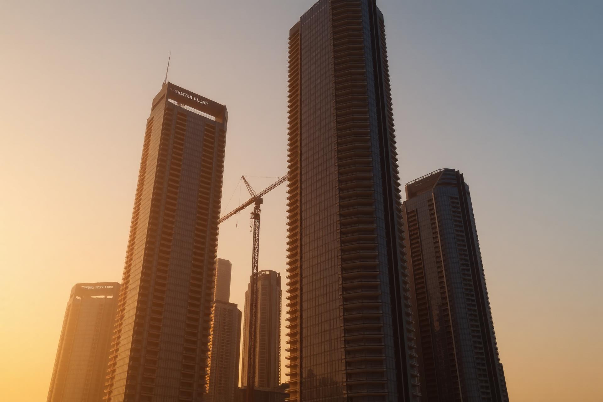 UAE skyline at golden dusk
